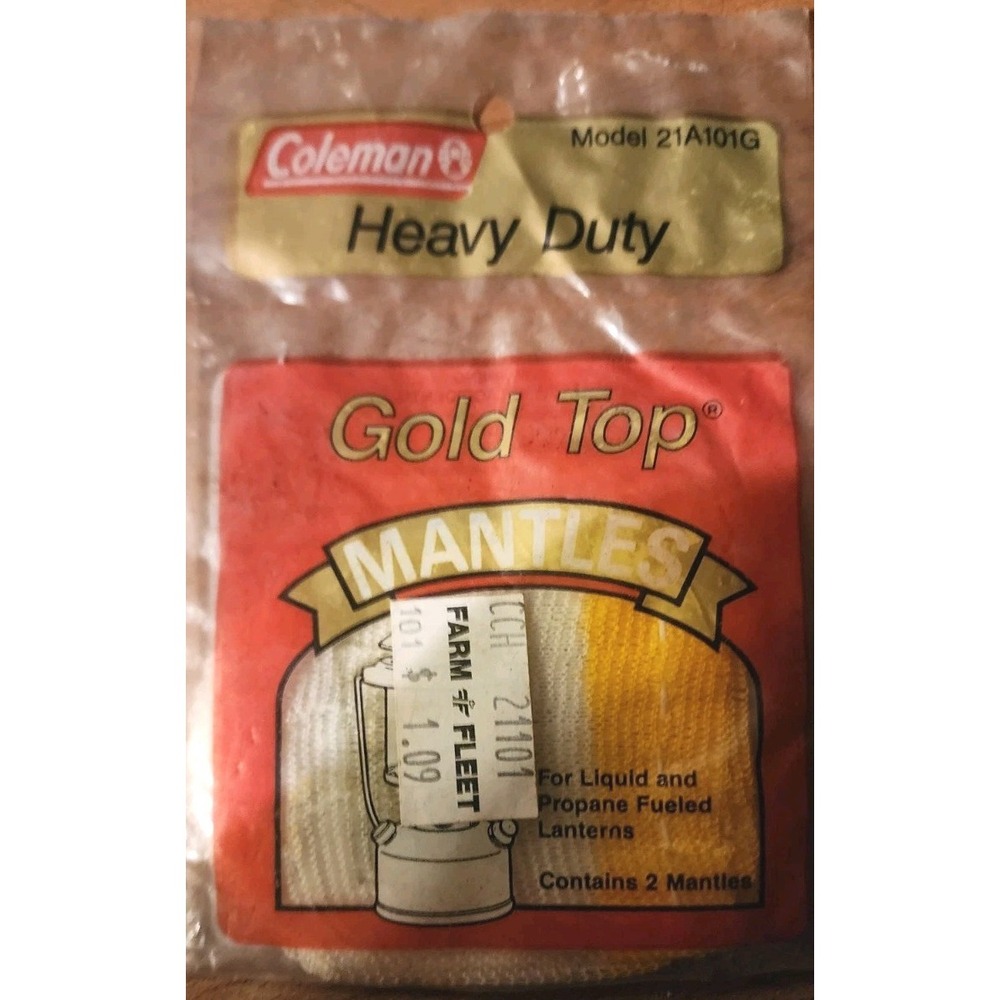 Vintage Coleman 1990 Gold Top Heavy Duty Mantles Sealed Package of 2 Mantles